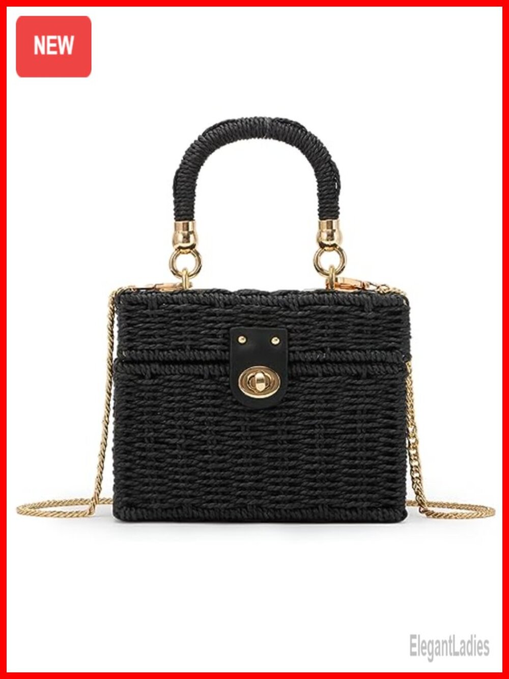 Handwoven Rattan Straw Tote Bag Square Boho Crossbody Shoulder Purse
